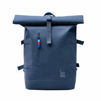 The Adventurer' Recycled Roll-Top Backpack in Petrol Blue