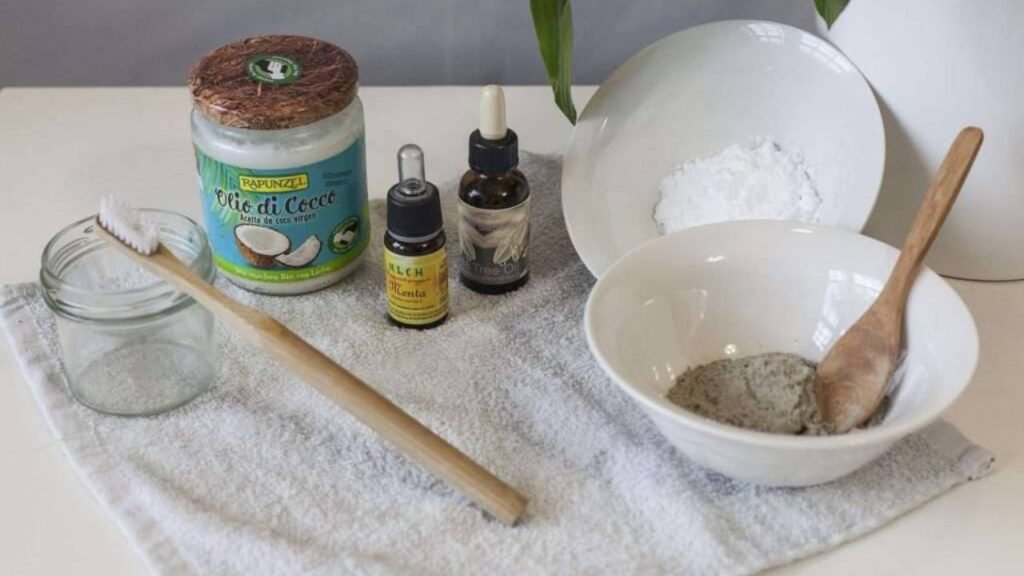 diy toothpaste being made