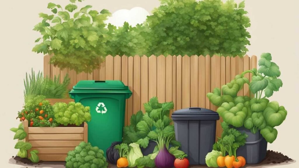 vegetation by garbage can