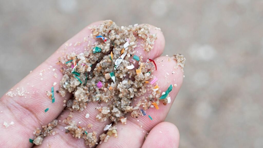 microplastics in sand on the beach