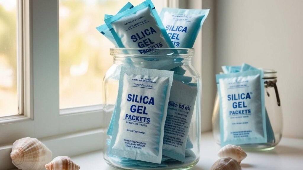 silica gel packs in a jar
