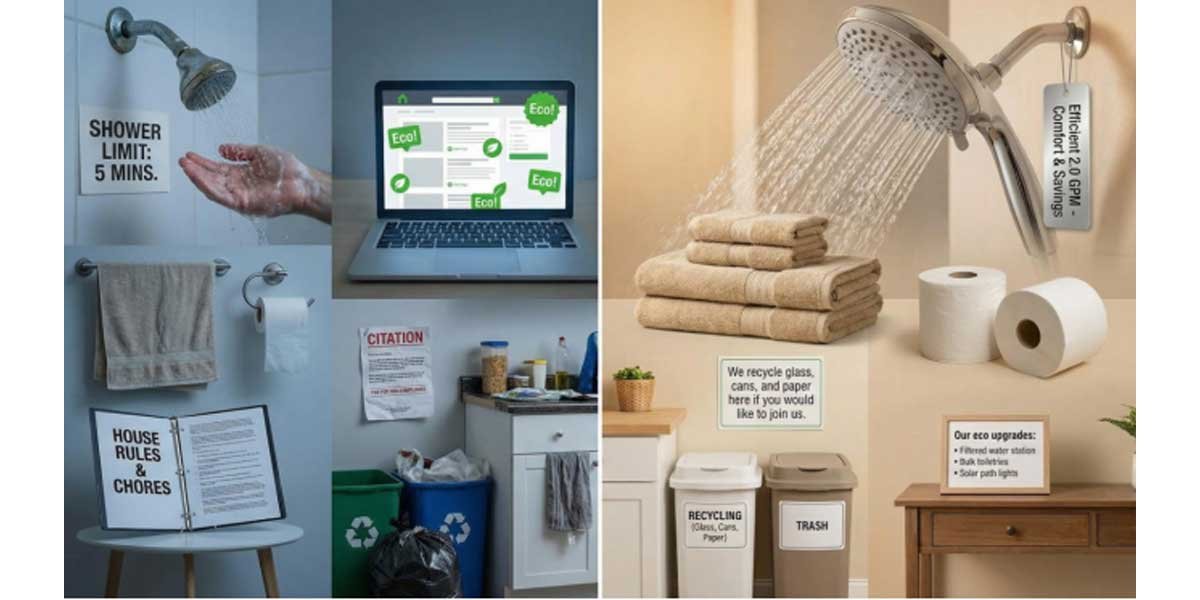 Images: https://drive.google.com/drive/folders/1rzH-fzsGEtWB1PfwH59ZnvDAKmkdfcWT Best Eco-Friendly Amenities for Vacation Rentals: What Works & What Backfires Suggested URL: https://greenecodream.com/best-eco-friendly-amenities-for-vacation-rentals Travelers’ appetite for greener getaways keeps growing: a 2023 Booking.com survey found that 76 percent of guests intend to choose a more sustainable stay this year. For hosts, that demand pays off only when the eco touches feel effortless. A bargain low-flow showerhead can spark “weak pressure” complaints, and guilt-heavy recycling posters may scare off bookings. The takeaway is simple—comfort first, conservation second, clear communication always. This guide spotlights planet-friendly upgrades that win five-star reviews and flags the trendy ideas that quietly hurt satisfaction or breach new regulations. Use it as your 2026 playbook for greener hosting that protects both the planet and your profit. 1. Professional eco-conscious property management A dedicated manager keeps every sustainable detail on track. They restock non-toxic cleaners, swap burned-out LED bulbs before guests notice, and handle the late-night thermostat text—while you sleep. Because sustainability is baked into each turnover, you gain three wins: higher visibility for “eco” filters, lower utility bills through consistent settings, and faster five-star reviews that praise the planet-friendly touches. Partnering with a certified green-focused company, such as SkyRun, removes the guesswork. Their team vets suppliers, tracks local recycling rules, and trains housekeepers to refill bulk toiletries, so your promise stays intact without extra effort. The people running the rental are often the most powerful eco upgrade you can make. 2. LED lighting and smart energy controls Guests rarely comment on lightbulbs unless the glow feels harsh or half the fixtures are burned out. Swap every remaining incandescent for warm-white LEDs and those comments vanish. Energy use falls by about 75 percent, bulbs last for years, and the rooms still photograph beautifully for your listing. Pair those LEDs with a smart thermostat and you gain a second layer of savings. The system sets back automatically when guests head out, then restores their preferred temperature before they return. Comfort stays steady while you trim 10 to 15 percent from heating and cooling costs. Keep the tech friendly. Leave a one-page cheat sheet on the entry table so guests know how to nudge the temperature or dim the dining-room pendants. When the controls feel intuitive, visitors credit you for thoughtful design; when they don’t, they blame “confusing gadgets.” Test every scene yourself: day, night, and photo hour. If a space still feels flat, add a table lamp or under-cabinet strip for cozy task lighting. The aim is simple: quiet efficiency guests barely notice yet quickly appreciate. 3. Filtered water stations and reusable bottles After a long drive or late flight, guests look for drinking water first. When the kitchen offers crisp, filtered water on arrival, you give them instant relief. A pitcher in the fridge works, but an under-sink filter or countertop dispenser feels more refined. Either option removes the need for single-use plastic bottles. According to Earthday.org, Americans buy about 50 billion water bottles a year—roughly 156 per person—so your refill station delivers a tangible win for the planet and your brand. Cost to you: a few dollars per month in replacement filters. Perceived value to guests: convenient hydration and a hint of home-style hospitality. Add two stainless-steel bottles on the counter with a note: “Fill, sip, explore—our tap is filter-fresh.” Travelers often keep the bottles in their daypacks, snapping photos instead of hauling a 24-pack from the store. Maintenance stays light. Housekeeping rinses the pitcher, swaps filters on schedule, and you log another easy sustainability win. Guests, meanwhile, mention the thoughtful touch in reviews, and your booking calendar stays comfortably full. 4. High-quality bulk toiletry dispensers Tiny plastic hotel bottles feel dated, and New York will ban them across hospitality venues in 2025. Guests already expect wall-mounted dispensers in modern rentals, so switching now keeps you ahead of the curve. Execution matters. Choose lockable pumps that match your bathroom finish and fill them with familiar, skin-friendly brands. A spotless chrome trio labeled “Shampoo,” “Conditioner,” and “Body Wash” looks like spa service, not cost cutting. Refills come from one-gallon jugs that cost pennies per shower and keep hundreds of bottles out of the trash each season. Housekeeping wipes the pumps and tops them off every turnover—no extra effort, just a new routine. Some visitors worry about hygiene. Defuse that on your welcome card: “Dispensers are sanitized and refilled between each stay.” Doubts fade, and most guests praise the planet-friendly touch in their reviews. With one upgrade you comply with looming rules, slash plastic waste, and deliver a premium detail guests remember. 5. ENERGY STAR appliances and a touch of solar Old fridges and clunky HVAC units drain wallets faster than any guest can. Swap them for ENERGY STAR models and you trim electricity use immediately while giving visitors quieter, sleeker machines that simply work. Start in the kitchen. According to ENERGY STAR, a certified refrigerator uses about 9 percent less energy than a standard model, and an old unit can waste roughly 20 percent more power than its modern replacement. That reliability earns five-star “great amenities” notes—something no guest writes about a sputtering ice maker. Add high-efficiency washer-dryers and a heat-pump water heater, and the savings stack. ENERGY STAR estimates that a household of four can cut about $550 per year by switching to a heat-pump water heater. Utility rebates often shorten payback to just a few busy seasons. Ready for bigger savings? Install rooftop panels or a solar water heater and advertise that the home runs on sunshine. Guests love bragging rights: “Our beach week was powered by solar.” You gain a hedge against rising energy prices and a headline feature competitors lack. Even a starter move counts. Solar path lights create soft curb appeal, reinforce your green story, and cost pennies to run. Stack enough of these choices and your property runs efficiently, earning praise for comfort and conscience in equal measure. 6. EV charging right in the driveway Electric-vehicle drivers often filter listings by “EV charger” before anything else. Airbnb reports that searches with this filter jumped more than 80 percent from 2022 to 2023. Add a Level 2 charger and your home rises on their shortlist. Guests roll in, plug in overnight, and wake to a full battery with zero range anxiety. Hardware runs about $400–$700, and residential installation averages roughly $1,300, according to the U.S. Department of Energy’s Alternative Fuels Data Center. Local rebates can shrink that outlay, and a full charge often costs under three dollars, a fee you can absorb or recoup with a small nightly premium. Make the setup clear. Label the connector type, coil the cable neatly, and state any fee in your house manual. Clarity prevents late-night “How do I connect?” texts and lets every guest sleep soundly. Hosts often see off-season bookings from road-trippers they never attracted before, proof that one smart amenity can widen your market while cutting emissions. 7. Waste-reduction kits for the kitchen and beyond Paper towels, plastic shopping bags, cling wrap—each single-use item chips away at sustainability and eats into your supply budget. Replace that revolving door with a compact kit guests cannot wait to try. Hang two sturdy canvas totes by the front door with a note: “Borrow these for grocery runs—New York is bag free.” The U.S. Environmental Protection Agency estimates that one reusable bag can replace hundreds of single-use bags in its lifetime. Add mesh produce bags so avocados ride home securely, and watch visitors mention the thoughtful touch in their reviews. Move to the kitchen. Stack beeswax wraps and a silicone stretch-lid set in the top drawer. They seal leftovers tighter than plastic film and look fresh in guest photos. Round out the kit with a reusable coffee filter and a jar of local beans. Coffee lovers save resources before their first sip, and you avoid late-night requests for paper filters. Cost to assemble? About thirty dollars upfront. Result? Dozens of plastic bags, rolls of wrap, and filter boxes avoided every season—and consistent five-star comments for “everything we needed was already here.” Small swaps, big impression. That is the waste-free formula guests remember long after checkout. 8. Green cleaning and allergy-friendly comforts Guests step through the door and inhale. If the air smells like solvents, you have lost them before check-in is complete. Switch to low-VOC, fragrance-light cleaners and first impressions flip from harsh to healthy. The U.S. Environmental Protection Agency notes that indoor VOC levels can climb to ten times outdoor concentrations, so every swap matters for breathing comfort. Brands that ship concentrated tablets in refillable bottles cut plastic waste and storage bulk while costing less per spray. Extend the same care to linens. Wash sheets in unscented detergent, stock hypoallergenic pillows in sealed covers, and list those touches proudly. Families traveling with kids or anyone sensitive to perfume will breathe easier and mention it in their reviews. Keep a small caddy under the sink with an all-purpose spray, eco dish soap, and two fresh microfiber cloths. When a spill happens, guests reach for your supplies instead of hunting for bleach. You spend pennies more per turnover but gain a powerful differentiator: a rental that feels clean without the chemical sting. 9. Indoor plants and biophilic touches Nature has a calming rhythm guests feel the moment they step inside. Add a few live plants and your rental breathes with that same relaxed pulse. Pick hardy choices such as snake plant, pothos, and peace lily—species that thrive on low light and once-a-week watering. A NASA Clean Air Study found that golden pothos and other houseplants help strip common pollutants from indoor air, and the agency suggests placing at least one plant per 100 square feet for perceptible benefit. They also soften corners and photograph beautifully against crisp white bedding. Set two or three pots where eyes land first: the coffee table, bathroom shelf, and kitchen window. The space feels curated rather than staged, and guests notice the care. Maintenance stays simple. Your cleaner waters weekly, plucks the odd yellow leaf, and moves on. If you travel often, a self-watering globe bridges the gap without droop. For an extra smile, pot a small herb—basil or mint—in the kitchen with a tag: “Fresh garnish for your cocktails.” Guests clip a sprig, share a photo, and your listing earns organic buzz. Small effort, big mood lift. That is the beauty of biophilic design. 10. Sustainable outdoor amenities Your yard can tell a green story while elevating guest experience. Start by swapping thirsty lawn patches for native plants. The U.S. Environmental Protection Agency notes that outdoor watering averages 30 percent of household use—and up to 60 percent in dry regions—so low-water natives make an immediate dent in utility bills. Coastal grasses and wildflowers sip far less water than turf, invite butterflies, and need only seasonal trimming, not weekly mowing. If space allows, carve out a small herb or veggie bed. A handful of cherry tomatoes or sprigs of rosemary turns dinner on the grill into a local-food moment. Add a chalkboard sign: “Pick what’s ripe—our garden is your garden.” Park two cruiser bikes with a printed trail map so visitors explore the neighborhood under pedal power. They return raving about hidden coffee shops you highlighted, while your parking area stays clear of extra cars. Round things off with solar path lights and a simple fire pit stocked with certified-sustainable wood. Guests linger outdoors under soft light, toasting marshmallows without lighter fluid or generator noise. These touches feel like resort perks yet cost little beyond thoughtful setup, and the photos showcase a backyard that looks lived in, loved, and planet friendly. 11. Overly restrictive low-flow fixtures Saving water is noble; a dribble of a shower is not. Install the wrong head and guests spend ten minutes rinsing shampoo instead of five enjoying steam. Some even crank the tap wide open, erasing your conservation goal and burning extra energy to heat the longer shower. You can keep efficiency without losing pressure. Look for WaterSense-certified models that use no more than 2.0 gallons per minute while still passing a performance test for satisfactory spray. Try it yourself; if you barely rinse conditioner, imagine how a beach-day guest will feel. Dual-flush toilets follow the same rule. Quality valves clear the bowl every time; bargain versions invite double flushes and late-night clog messages that ruin evenings for everyone. Aim for “efficient yet indulgent.” Guests should walk out thinking, “That felt great,” not, “Where’s the plunger?” Comfort first, savings second, and strong reviews will follow. 12. Cheap “eco” supplies that feel like downgrades Scratchy recycled toilet paper. Thin bamboo towels that push water around instead of soaking it up. Well-meaning swaps can shout cost cutting, not sustainability, and guests notice the difference with every wipe and shower. Quality matters more than the eco label alone. Invest in plush bamboo or organic-cotton towels that feel spa soft. Choose premium tree-free toilet paper brands, then place a spare roll in clear view to signal abundance, not austerity. Apply the same rule to bedding. A 300-thread-count organic sheet beats a bargain 600-count synthetic blend every night of the year. Guests sleep soundly, wake refreshed, and credit you for both comfort and conscience. Spend a little more and waste a lot less. Guests remember the comfort long after checkout, and their five-star reviews offset the extra expense. 13. Guilt-trip rules and endless chore lists Guests book a vacation, not an environmental seminar. If your welcome binder reads like a manifesto—separate compost, rinse recyclables, wash and hang-dry linens—you risk draining relaxation and star ratings in one shot. Keep requests few and friendly. A single line above the bins works: “We recycle glass, cans, and paper here if you would like to join us.” The easier you make it, the more guests comply; the harder you push, the faster they rebel. Automate whenever possible. Smart thermostats reset when doors lock, motion sensors handle lights, and paired bins slide neatly under the sink. Sustainability continues in the background, freeing travelers to enjoy their stay without feeling judged. Respect their holiday and they will respect your home—and the planet—far more willingly. 14. Green marketing without substance Painting your listing bright green online while leaving it pale in person backfires quickly. Research in Hospitality Net shows that generic or exaggerated sustainability claims can even reduce demand when guests feel misled. Travelers who book a “sustainable stay” expect proof the moment they arrive. If the fridge guzzles power, plastic minis line the shower, and incandescent bulbs glow in every lamp, guests feel duped. Disappointment turns into lukewarm reviews that search algorithms bury. Instead, share only the upgrades you have already completed—solar path lights, bulk dispensers, filtered water—and skip vague lines such as “most eco-friendly rental in town.” Better yet, earn an independent badge like Sustonica; outside validation quiets doubts. Keep the story consistent on site. A small card near the door listing key upgrades signals authenticity. Guests nod, snap a photo, and share it—free publicity grounded in real action, not empty slogans. 15. Ignoring local sustainability rules Few things sour goodwill faster than a citation taped to the door. Skip required recycling bins or stock banned single-use plastics and you risk fines, upset neighbors, and frustrated guests. Local rules are public, often simple, and sometimes generous. Long Island towns, for example, hand out color-coded bins and clear pickup calendars; follow them and trash day runs smoothly. New York’s Small Plastic Bottle Hospitality Law bars hotels and short-term rentals from offering toiletry bottles under 12 ounces as of January 1, 2026 for properties with fewer than 50 rooms, according to the New York State Department of Environmental Conservation. Keep the minis in storage and refill those dispensers instead. Run a quick compliance check each year. Scan municipal sites for changes to waste sorting, water limits, or energy rebates you can claim, and update your house manual. Guests stay effortlessly compliant without even noticing. Play by the rules and everyone wins: guests enjoy a friction-free stay, neighbors see responsible hosting, and you avoid penalties that bite into profits.