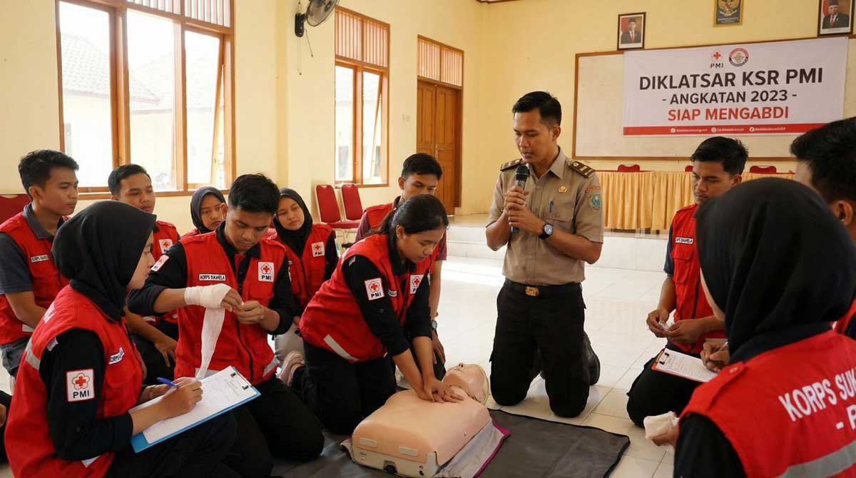 KSR volunteers undergoing the mandatory Diklatsar (Basic Training) program, which requires over 120 hours of instruction.