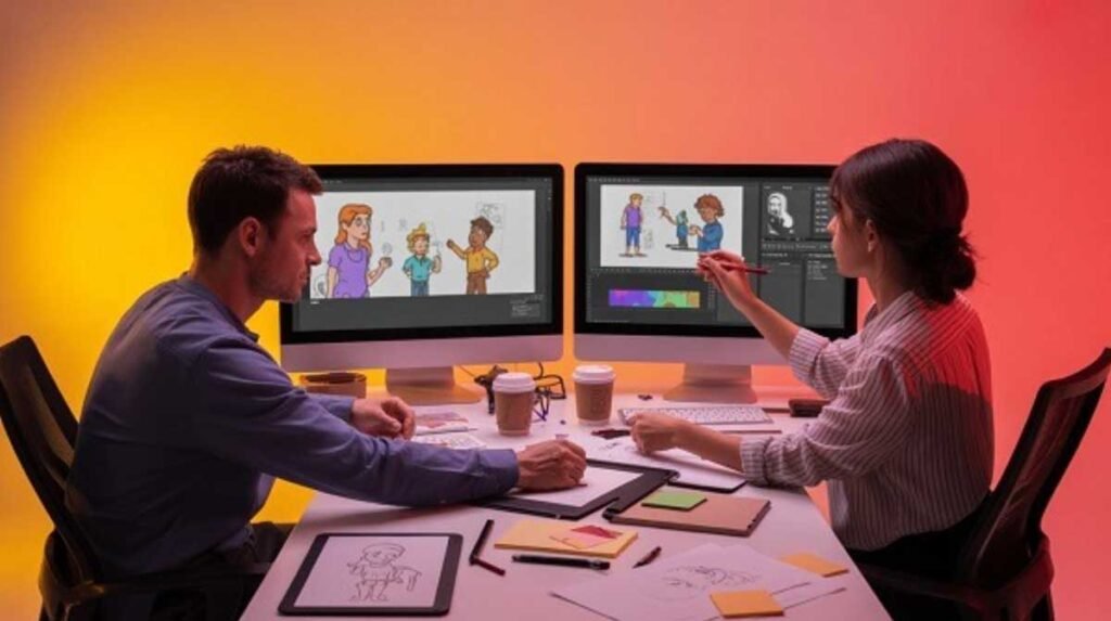 Experts working on 2D motion design