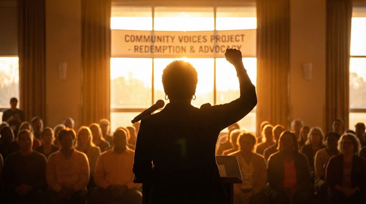 Tonesa Welch as a prison reform advocate and public speaker, representing her transformation from BMF First Lady to community leader