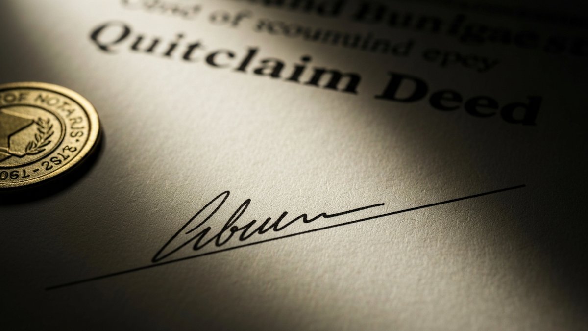 Quitclaim deed legal document with notary seal and signature line